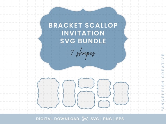 Bracket Scallop Invitation Stationery Bundle - SVG, PNG, EPS Cutting Files/Clipart (Digital Download)