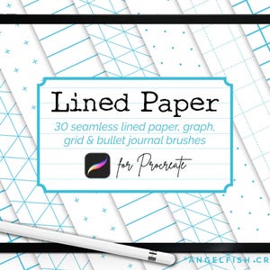 Pennelli per carta a righe per Procreate / grafici senza soluzione di continuità, griglia, bullet journal, motivi lineari / Set di pennelli per arte digitale su iPad