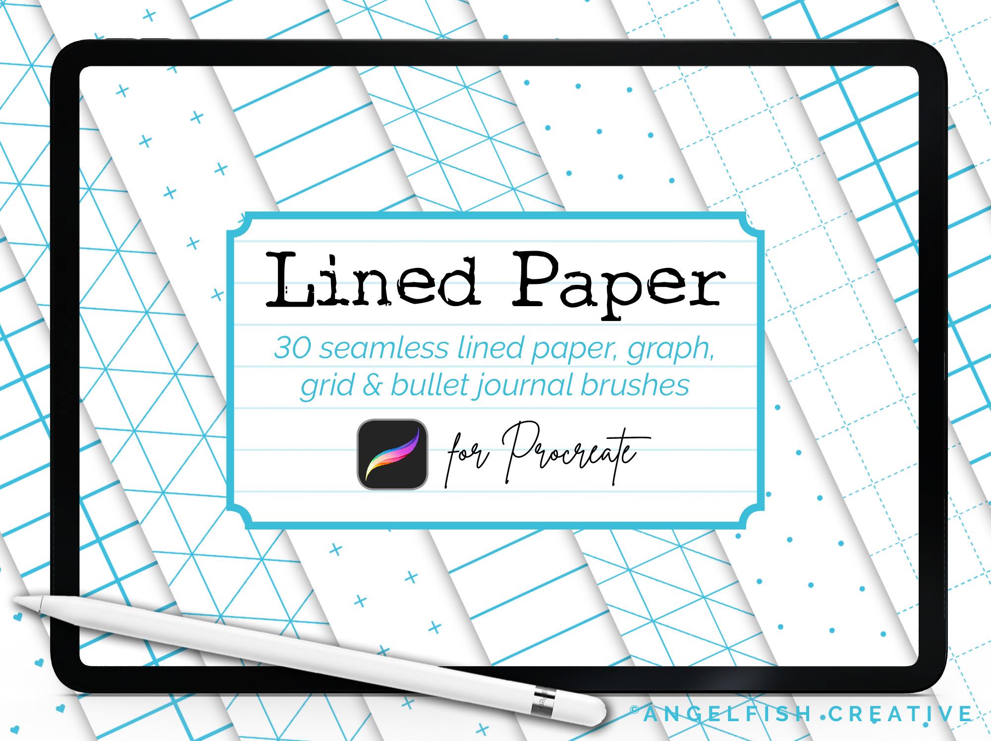 Pinceles de Procreate de papel rayado – Patrones sin costuras de cuadrícula, gráfico, bullet journal y cuaderno