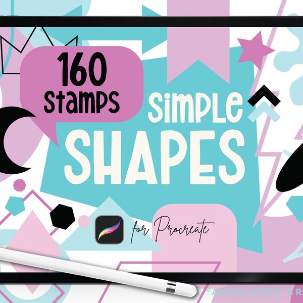 Simple Shapes Procreate Brush Set | 160 Basic Geometric Shape Stamp Brushes | Instant Digital Download | Brushes for Digital Art on iPad