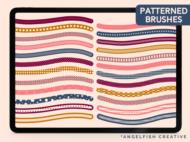 Dots & Dashes Procreate Brush Set, 80 Border Line Brushes (digital ...