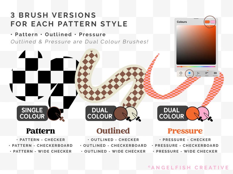 Checker Pattern Brush for Procreate, Seamless Square Tile (digital ...
