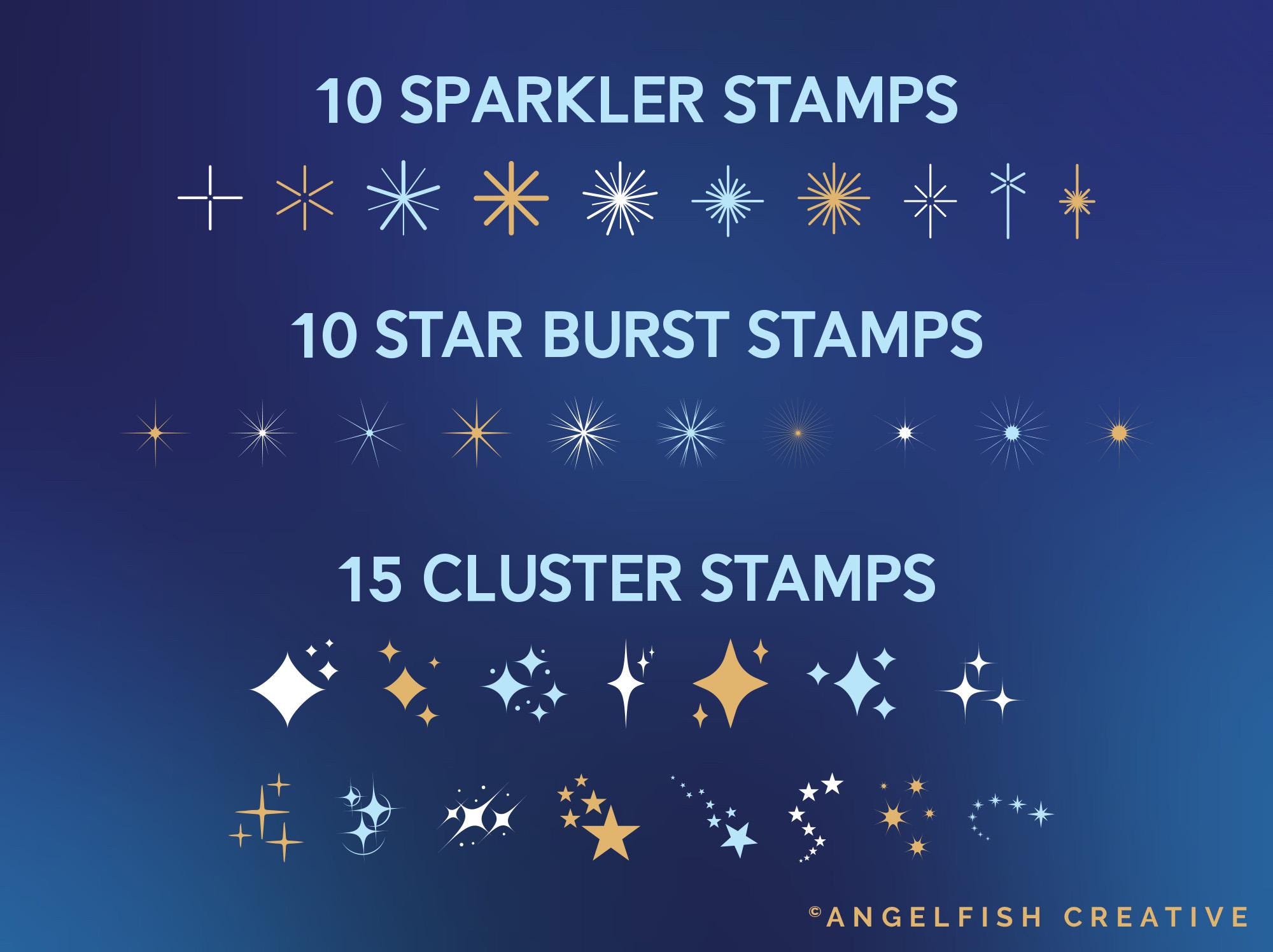 Procreate Sparkle Star Brushes - Border, Scatter & Stamps (digital ...