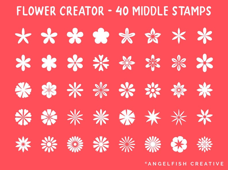 Flower Creator Brush Set for Procreate: Botanical Floral Stamps ...
