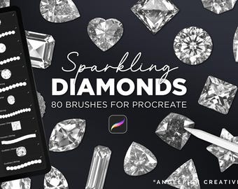 Ensemble de pinceaux Procreate diamants scintillants : tampons en strass, pinceaux pour bijoux (téléchargement numérique)