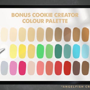 Cookie Creator Brush Set for Procreate: Honey Gingerbread Biscuit Stamps, bonus colour palette