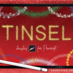 Tinsel Procreate Brush Set | Set of 48 Christmas Sparkle Glitter Tinsel Brushes | Instant Digital Download | Brushes for Digital Art on iPad