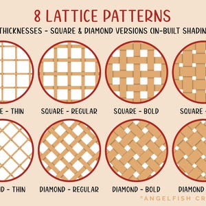 Lattice Pattern Procreate Brush Set | 8 Texture Brushes, square diamond weave, lattice patterns