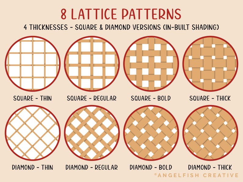 Lattice Pattern Procreate Brush Set | 8 Texture Brushes, square diamond weave, lattice patterns