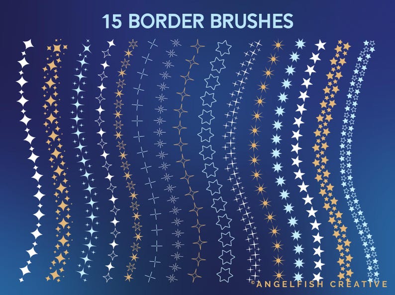 Procreate Sparkle Star Brushes - Border, Scatter & Stamps (digital ...