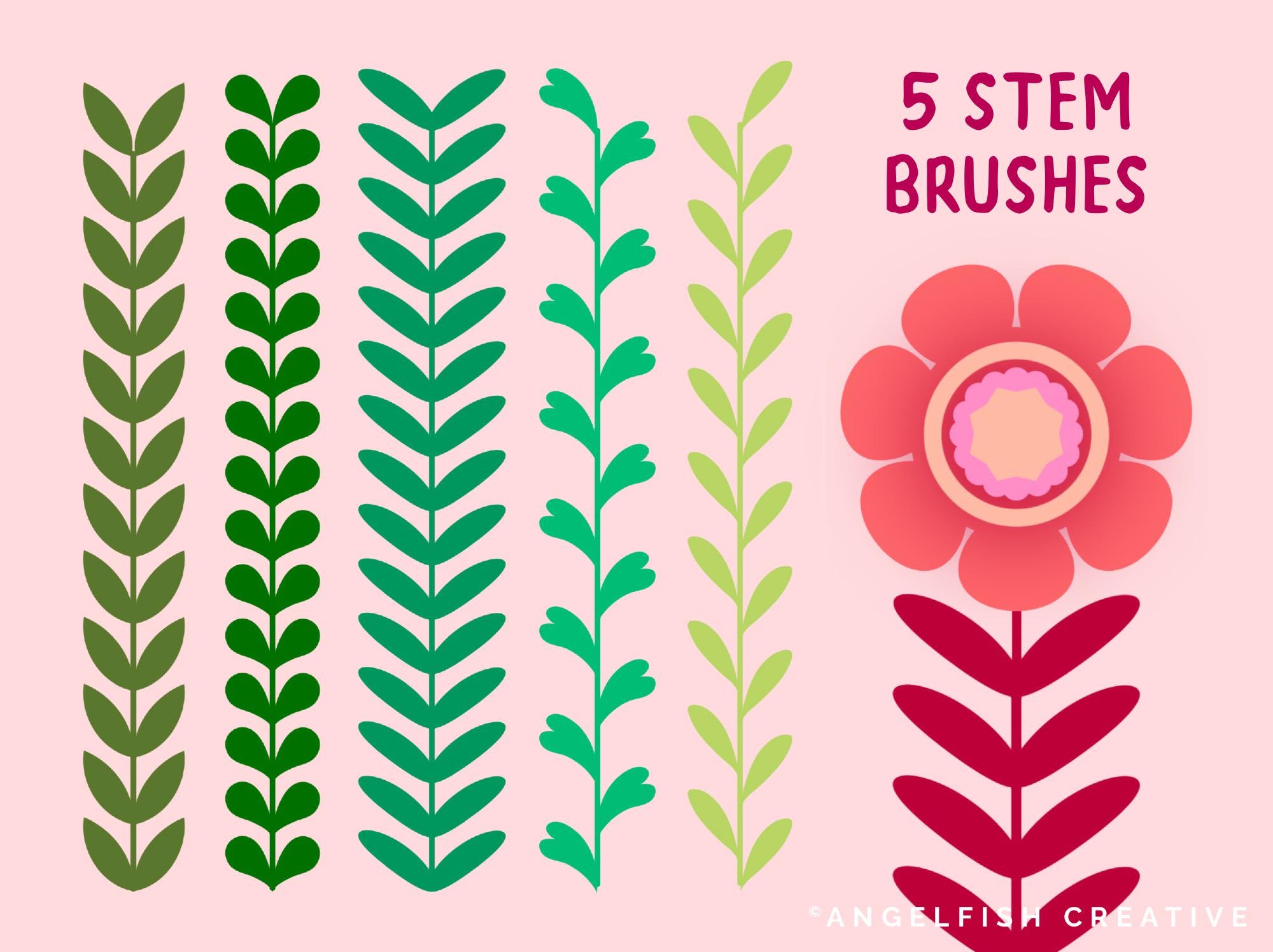 Flower Creator Brush Set for Procreate: Botanical Floral Stamps ...