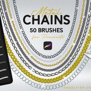 Metal Chains Procreate Pinselset: 50 Schmuck Glieder Pinsel (Digitaler Download)
