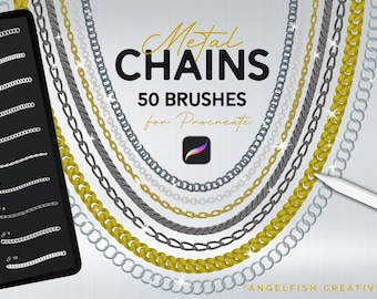 Metal Chains Procreate Brush Set: 50 Jewelry Link Brushes (Digital Download)
