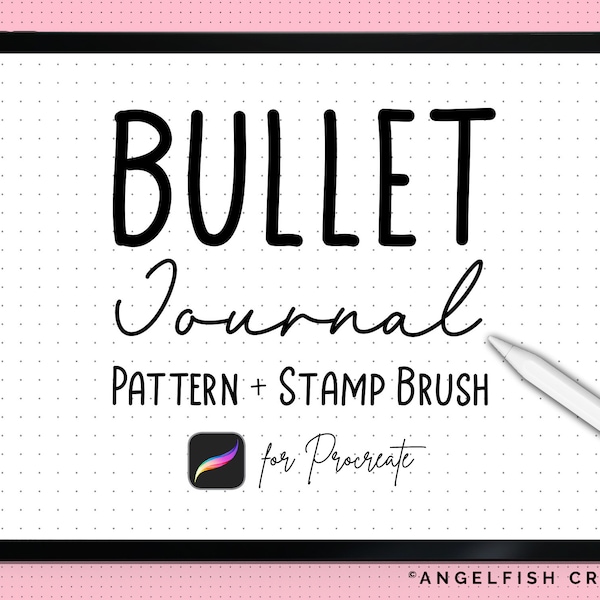 Bullet Journal Stamp & Pattern Brush for Procreate | Seamless Grid Dot Brushes | Instant Digital Download | Brush for Digital Art on iPad