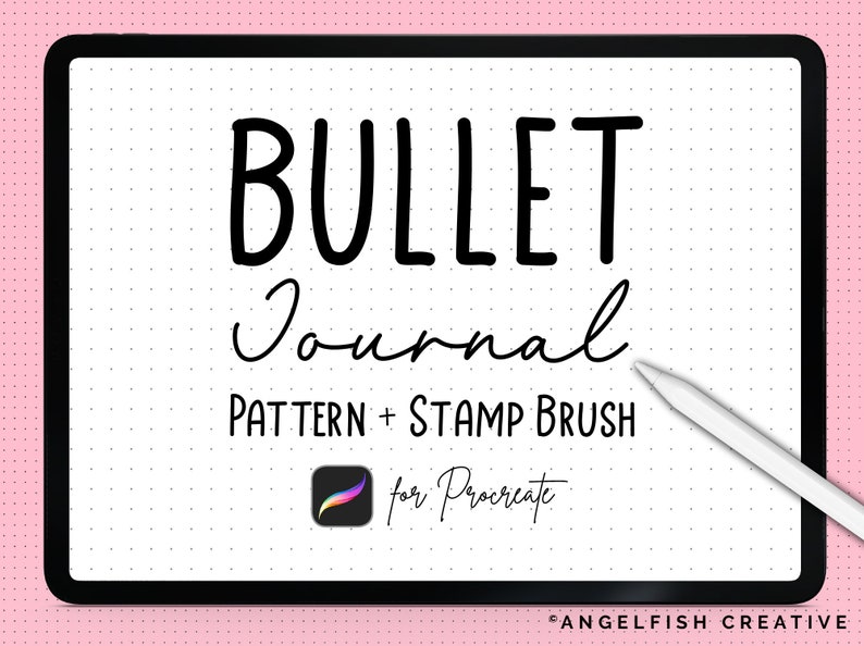 Bullet Journal Stamp & Pattern Brush for Procreate | Seamless Grid Dot Brushes, title page