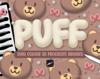 Pincel Puff para Procreate: Pincéis 3D de duas cores (Download digital)