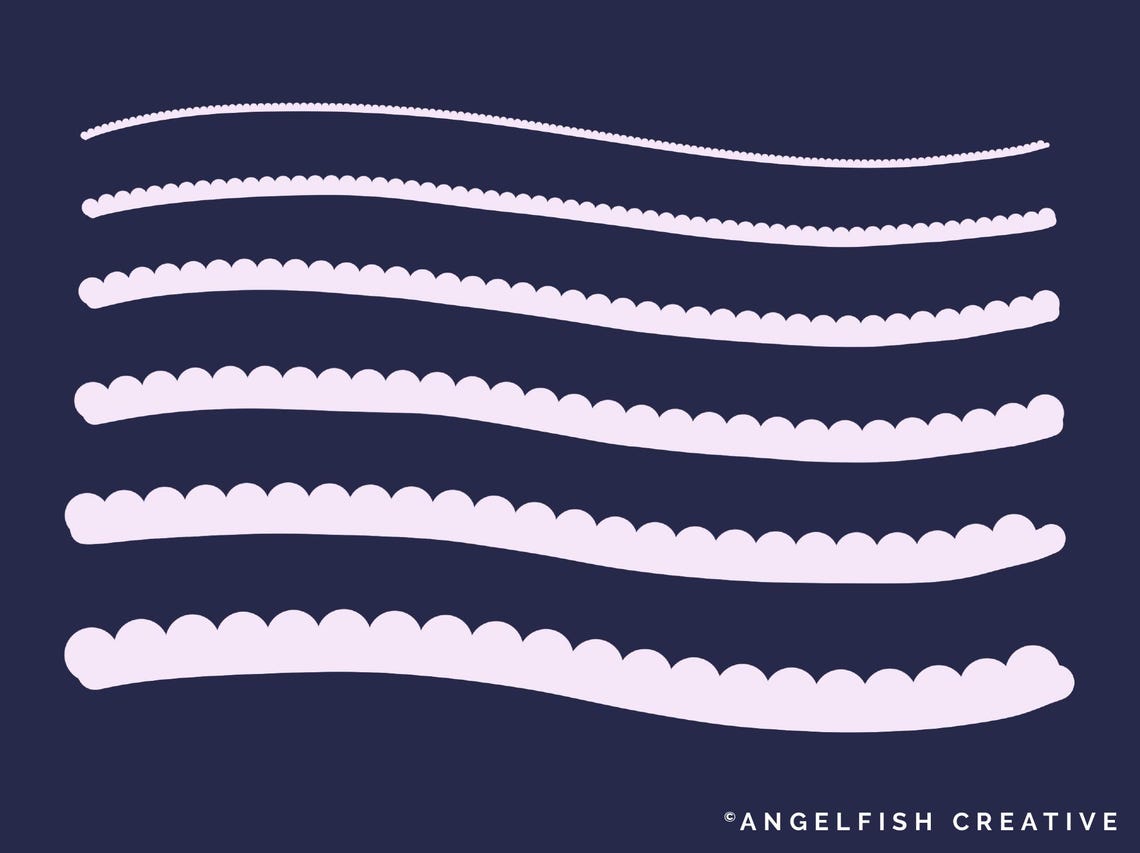 Scallop Border Procreate Brush Set: Frill Lace Edge Brushes (digital ...