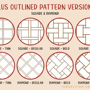 Lattice Pattern Procreate Brush Set | 8 Texture Brushes, square diamond weave, lattice outline patterns