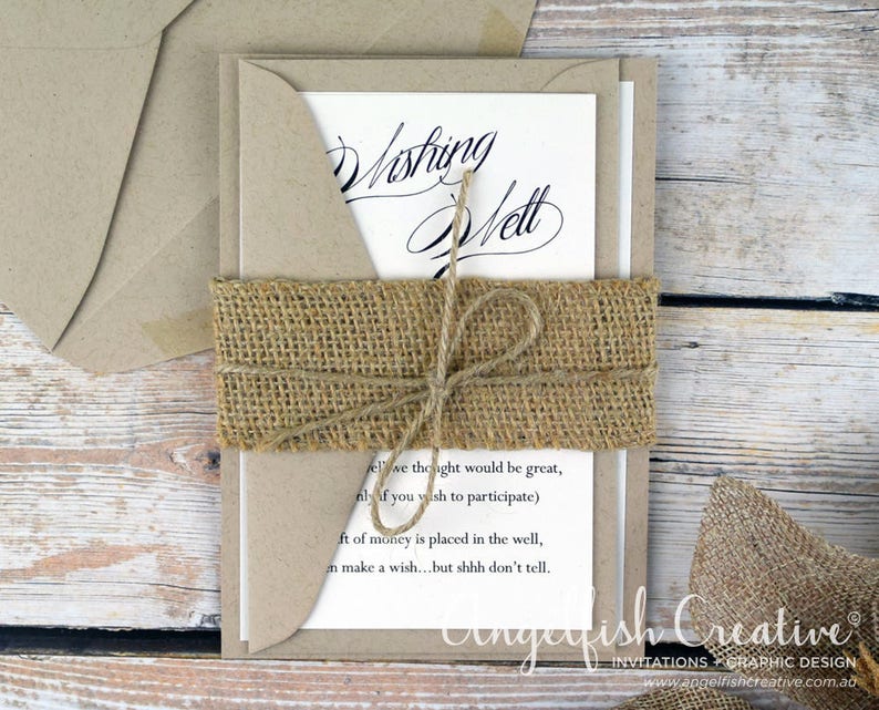 Hessian Belly Band Wedding Invitation rustic jute twine Etsy