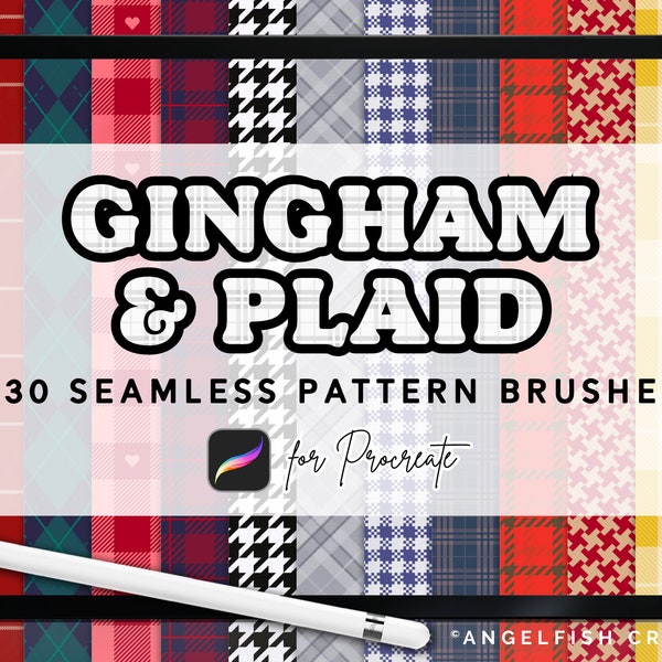 Gingham & Plaid Brush Set for Procreate | 30 Check Tarten Houndstooth Brushes | Instant Digital Download | Brush for Digital Art on iPad