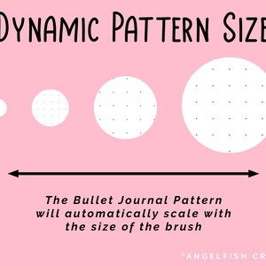 Bullet Journal Stamp & Pattern Brush for Procreate | Seamless Grid Dot Brushes, dynamic pattern size