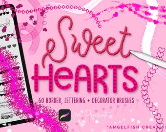 Sweet Hearts Brush Set for Procreate: 60 valentine love brushes (Digital Download)