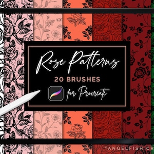 Pinceles con estampado de rosas para Procreate: 20 diseños florales (descarga digital)