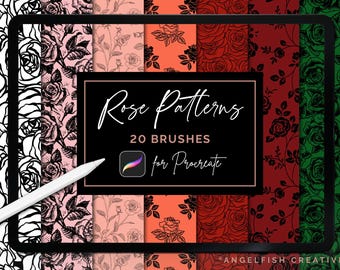 Rose Pattern Brushes for Procreate: 20 Floral Designs (Digital Download)