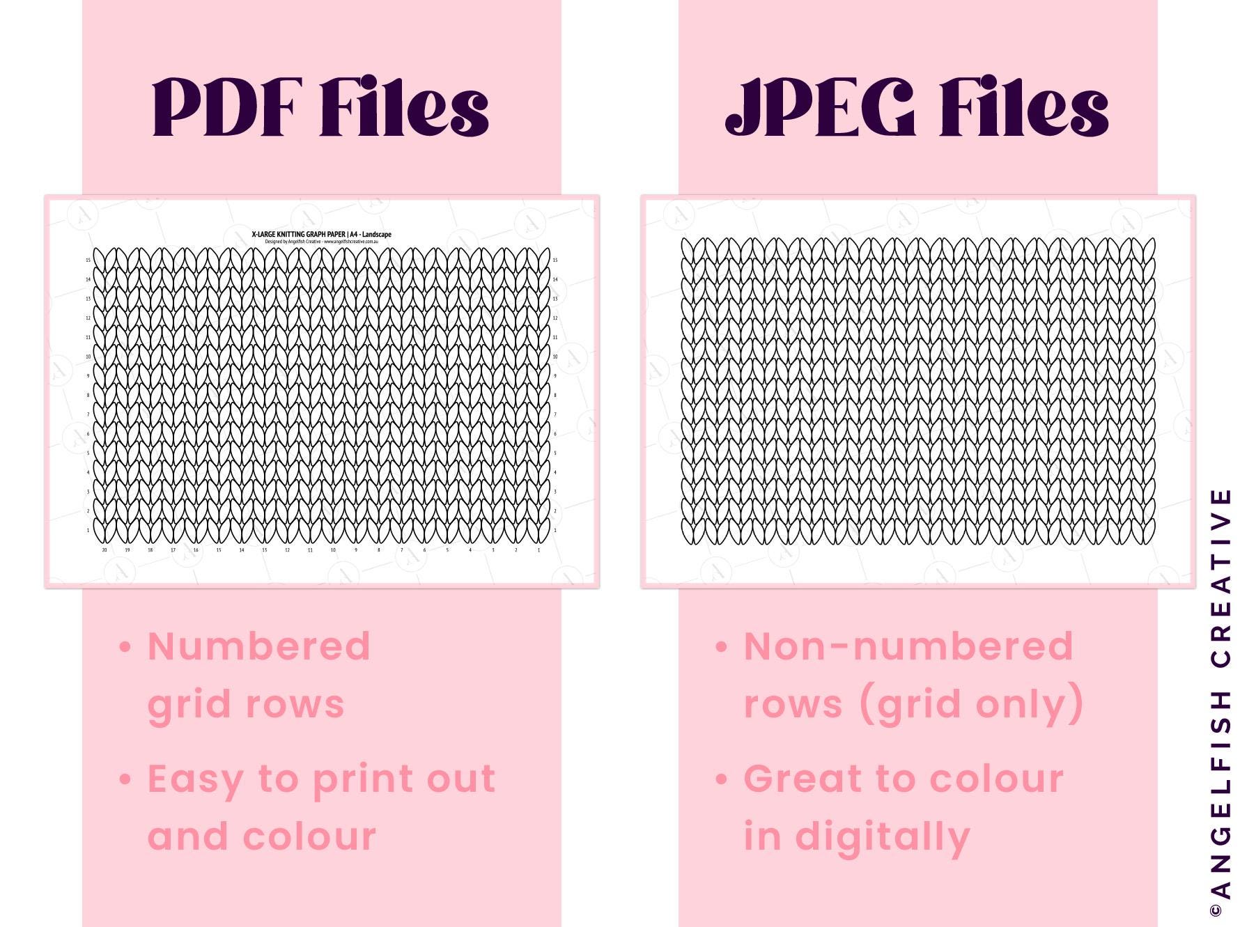 Printable Knitting Graph Paper - A4 & US Letter (PDF/JPEG) Digital ...
