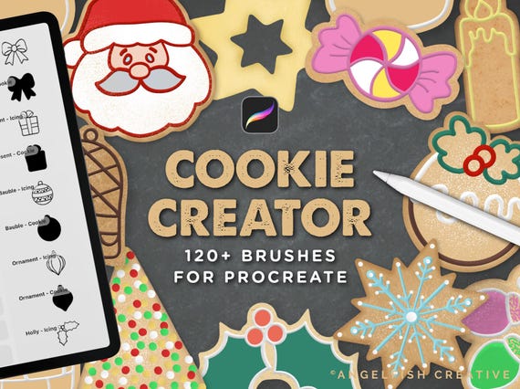 Cookie Creator Brush Set for Procreate: Gingerbread Honey Biscuit Icing Stamps (Digital Download)