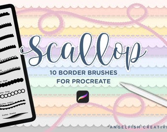Conjunto de pincéis para Procreate com borda ondulada: Pincéis com borda de renda (Download digital)
