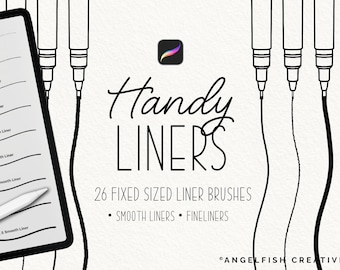 Conjunto de pincéis Handy Liners para Procreate, pincéis de desenho de linhas de tamanho fixo (Download Digital)