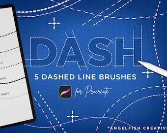 Dash Brush for Procreate: 5 dashed line brushes (Digital Download)