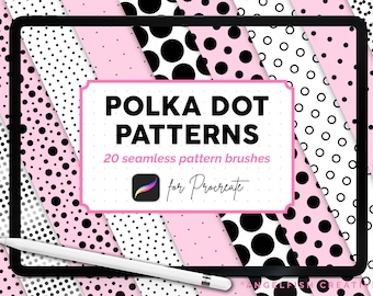 Pincéis com padrão de bolinhas sem emenda para Procreate (Download digital)
