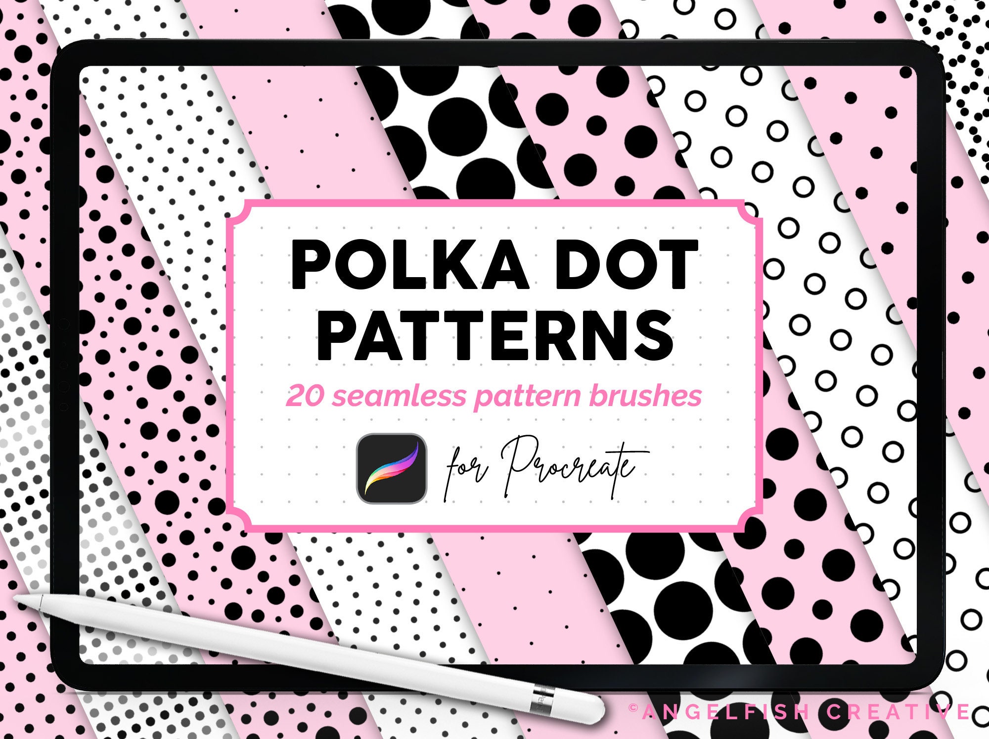 Polka Dot Pattern Brushes for Procreate – 20 Seamless Dots, Spots & Circle Backgrounds for iPad Art