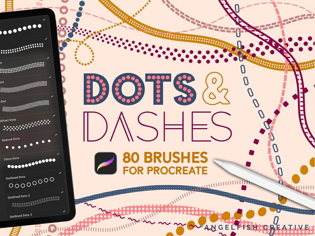 Dots & Dashes Procreate Brush Set, 80 Border Line Brushes (digital ...