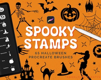 Spooky Stamps Procreate Brush Set: 65 Halloween Stamp Brushes (Digital Download)