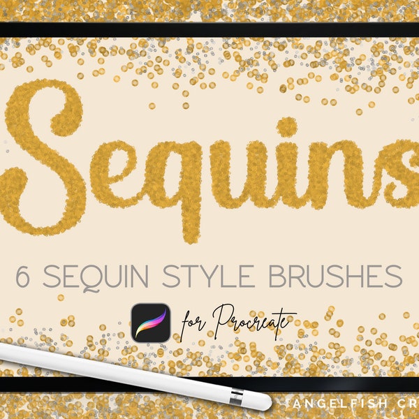 Sequins Brush Set for Procreate | 6 Glitter Sequin Scatter Lettering Brushes | Instant Digital Download | Brush for Digital Art on iPad