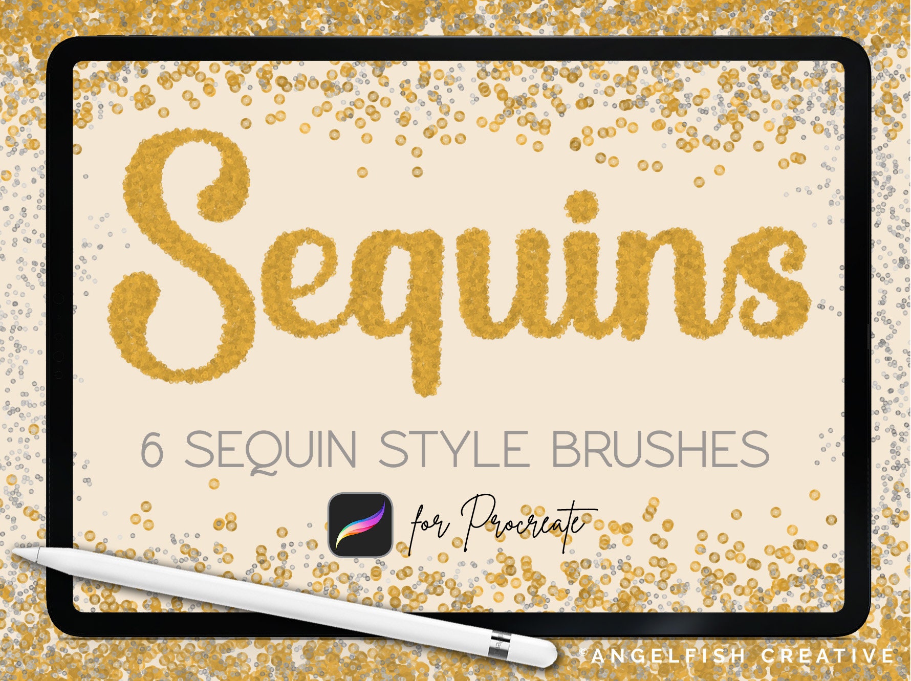 Pailletten-Pinselset für Procreate – 6 Glitzer-Pinsel für Lettering & Scatter | Sofortiger Digital-Download für iPad