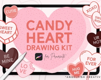 Conjunto de pincéis Candy Heart Procreate: criador de carimbos para o Dia dos Namorados (download digital)