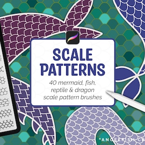Schaalpatroonpenselen voor Procreate - 40 patronen (digitale download)