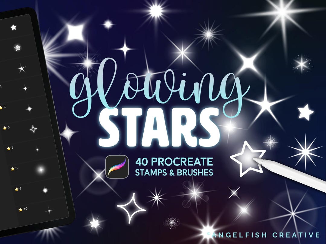 Glowing Stars Procreate Brushes: Sparkle Stamp Brush Set (digital ...