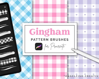 Pędzle z wzorem kratki Gingham do Procreate: bezszwowe wzory w kratkę Buffalo (pobranie cyfrowe)
