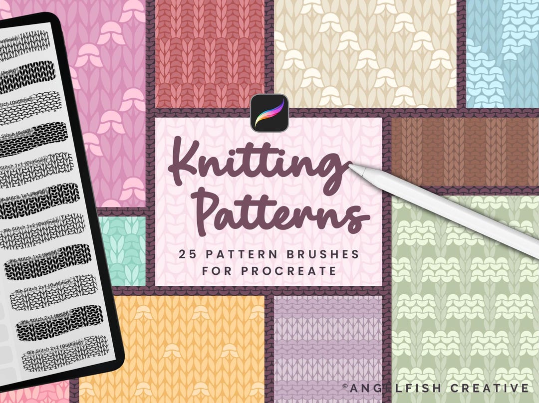 Knitting Patterns Brush Set for Procreate (digital Download) - Etsy
