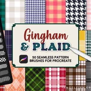 Gingham & Plaid Pattern Brushes for Procreate, 50 seamless designs (Digital Download)