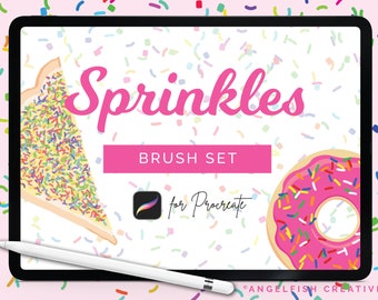Sprinkles Procreate Brush Set | 31 Brushes + 8 Stamps | Instant Digital Download | Brushes for Digital Art on iPad