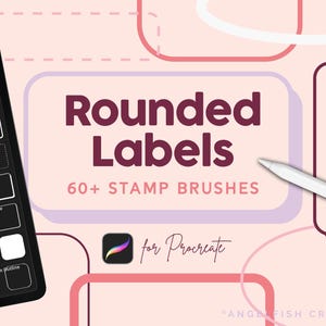 Ensemble de pinceaux pour étiquettes arrondies pour procréer | étiquette autocollante brosses de timbres frontière boîte planner | Pinceau pour art numérique sur iPad