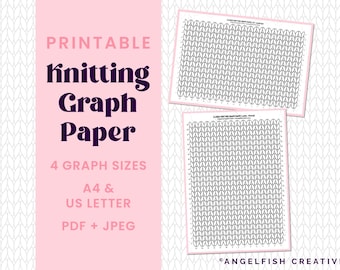 Papel cuadriculado imprimible para tejer (tamaño A4 y carta EE. UU.) (PDF/JPEG) Descarga digital