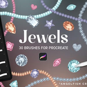 Juvelpenselset för Procreate: Diamant-, Ädelstensstämplar (digital nedladdning)