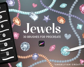 Procreate用ジュエルブラシセット：ダイヤモンド、宝石スタンプ（デジタルダウンロード）